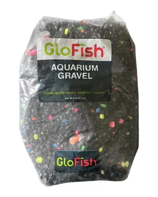 Glo Fish Acuario Grava Neón 5 libras Rocas Negras/Brillantes NUEVAS