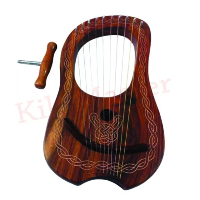 Rosewood 10-String Lyre Harp: Handcrafted Musical Beauty