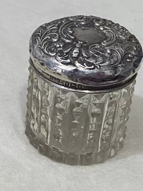 Antique Henry Williamson( Victorian Era) Sterling Silver Topped Trinket Jar