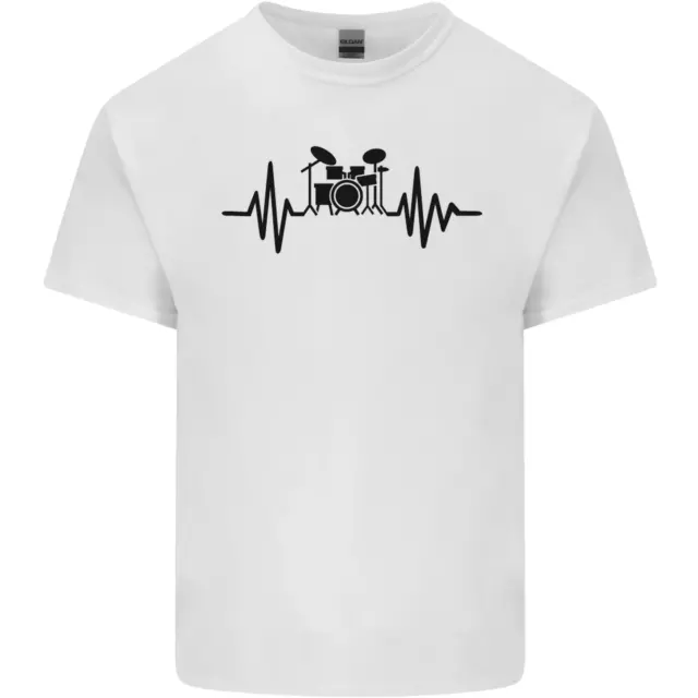 Drum Kit Pulse ECG Drummer Drumming Drum Mens Cotton T-Shirt Tee Top