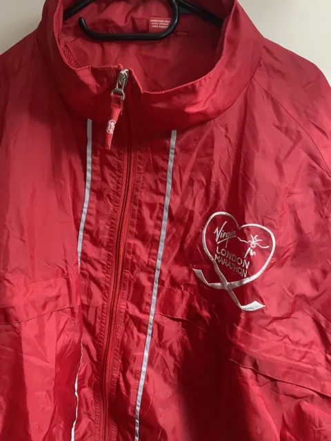 Virgin London Marathon Jacket XL Mens Waterproof Running Coat Nylon Red Zip Up z