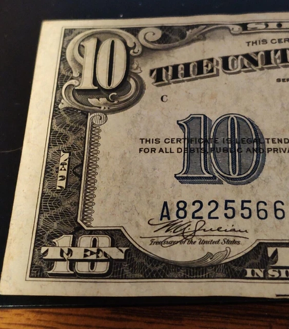 1934 A $10 Ten Dollar Silver Certificate Blue Seal Note A82255665A 3