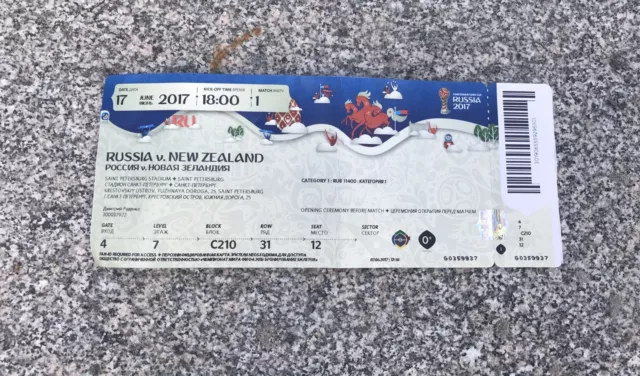 Sammler Used Ticket #1 Russia New Zealand Russland Neuseeland Confed Cup 2017