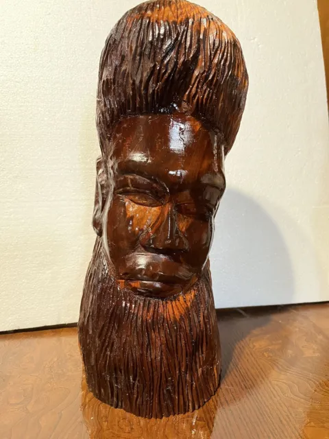 vintage wood wooden carved carving afican man head