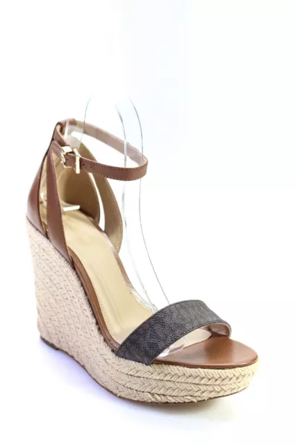 Michael Michael Kors Womens Kimberly Wedge Espadrilles Sandals Brown Size 7M