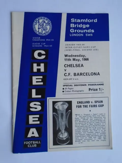 Chelsea v Barcelona 1966 Fairs Cup semi final