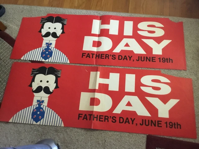 Vintage 1977 Store Display Set 7 Fathers Day Paper Posters