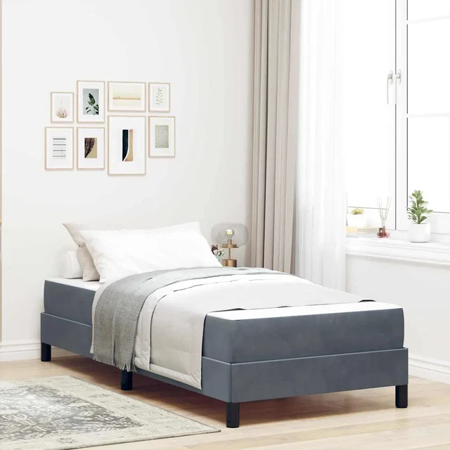 BOX SPRING BED with Mattress Dark Grey 80 x 210 cm Velvet vidaXL £217. ...