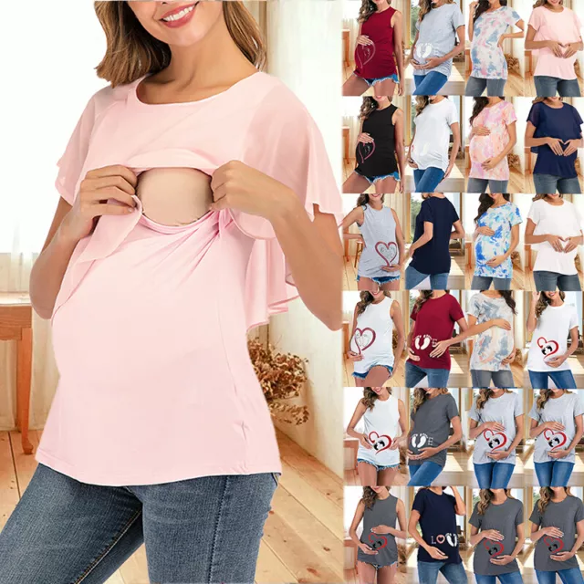 Pregnancy Women Tunic Tops Maternity Breastfeeding Casual T Shirt Blouse Vest 16