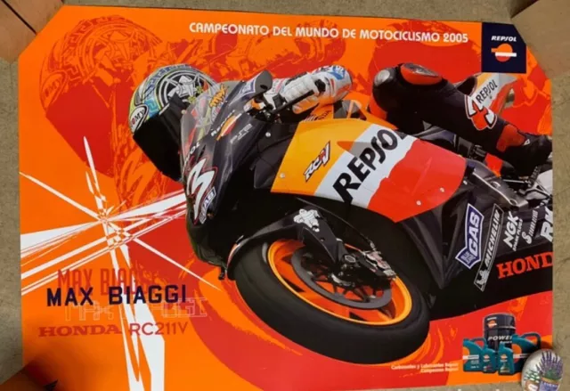 Poster  Max Biaggi. Mundial 250 cc. Honda HRC 2005. Oficial y original