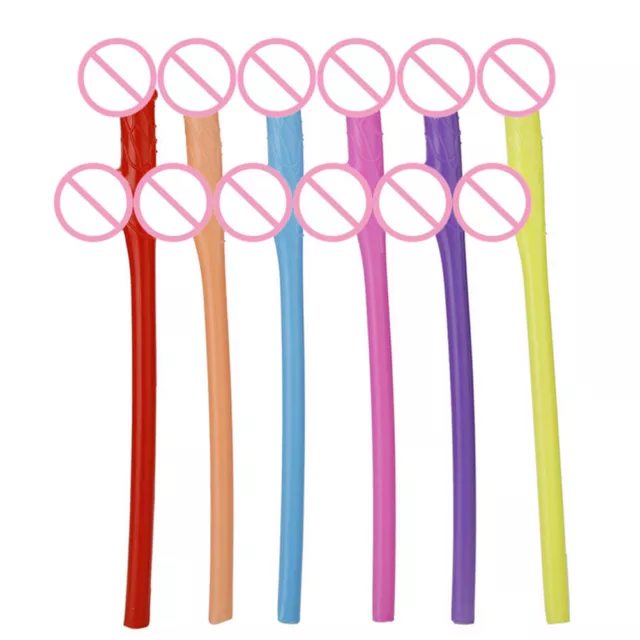 Funny 6Pcs Hen Night Party Accessories Willy Drinking Penis Novelty Straw D-ID