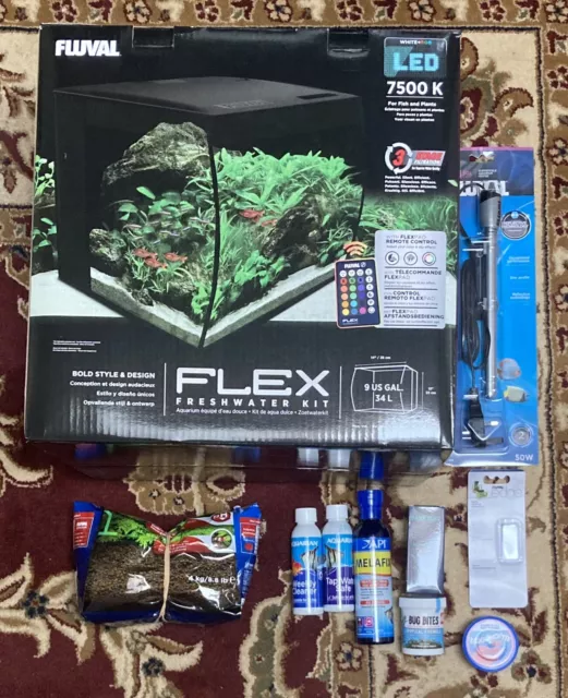 Fluval Flex Aquarium Fish Tank 34L (9 Gallon) + All Extras For Complete Set Up