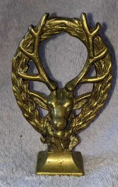 Vintage Brass Stag's Head Ornament Or Car Mascot