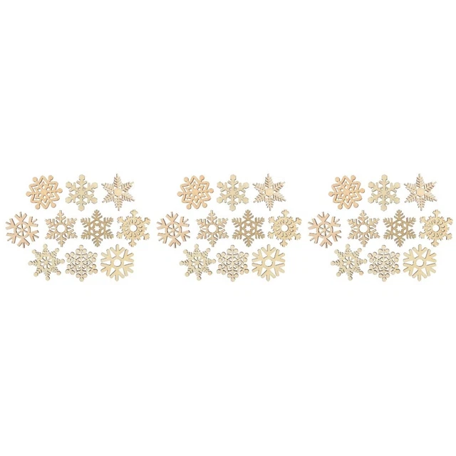 60 piezas Navidad Joyería de copos de nieve De madera Decoraciones de oficina Árbol de Navidad