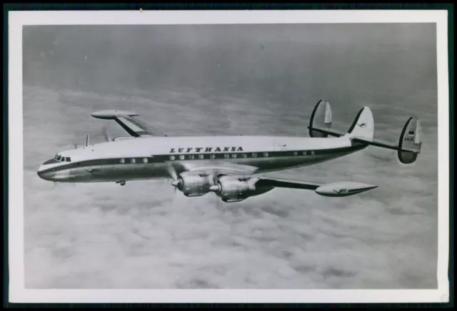 Lufthansa Airplane Lockheed Super Constellation original 1950s photo postcard