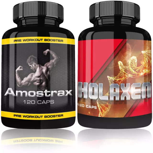 Amostrax Pre Entrenamiento Booster + Holaxen Testosterona Musculación Extrem