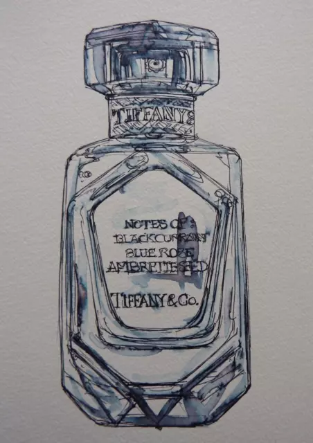 Pen & Ink Drawing of a Bottle of Tiffany & Co. Perfume Watercolour Paper