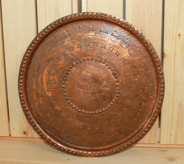 Ancien Plateau De Service En Cuivre - Vintage - Décoratif Ou Utilitaire - Marron