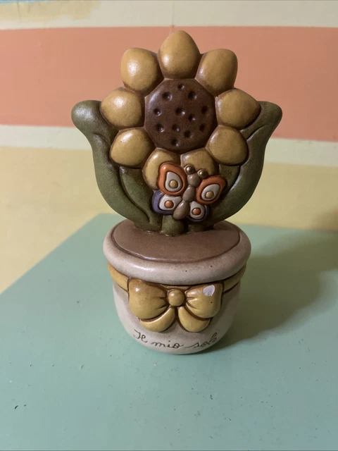 Svuotatasche In Ceramica THUN Marisol - Decorato Con Girasole E Farfalle, 25.8x22.2x30 Cm, Idea Regalo