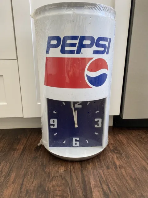 Vintage Pepsi Plastic Blue Can Clock Original 23-1/2"H X 13"W Untested