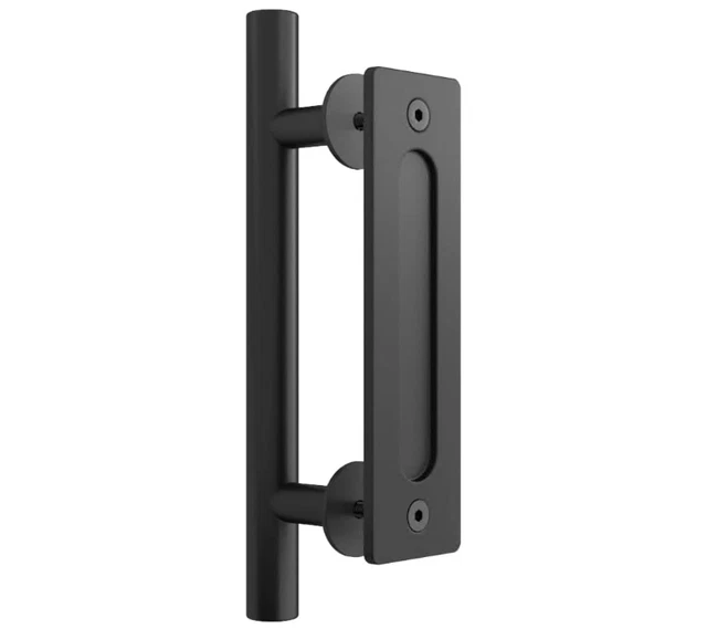 Sliding Barn Door Handle Flush Pull Handle Set Black Round Double Side