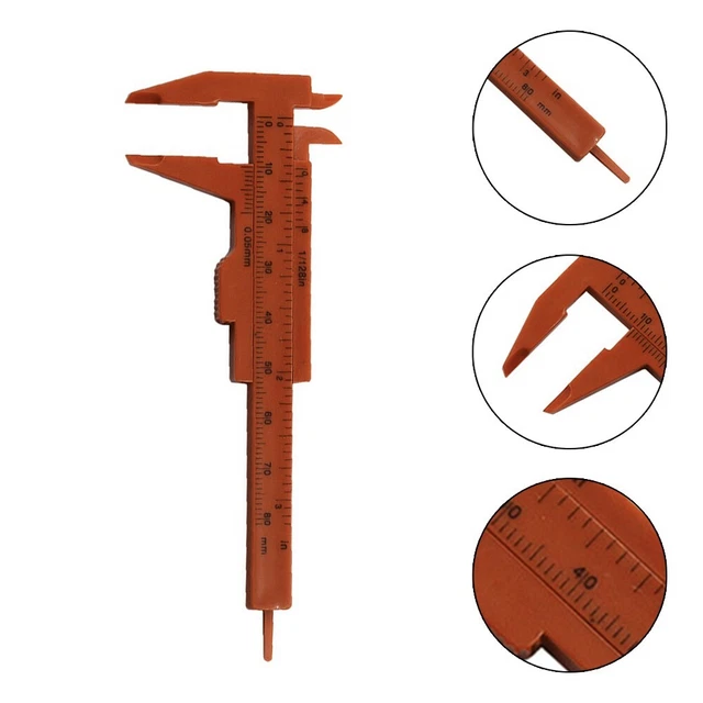 0-80mm Plastica Scorrevole Nonio Calibro Misura Strumento Doppio Bilancia Riga