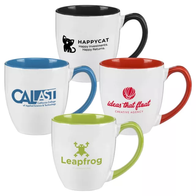 Personalized 16 oz. Two-Tone Ceramic Bistro Mug Printed with your Logo + Text