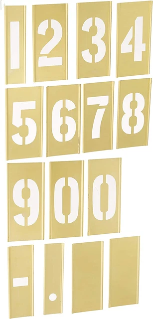 C.H. Hanson 10013 Brass Interlocking Stencil Number Set, 15 pieces, 3 inch