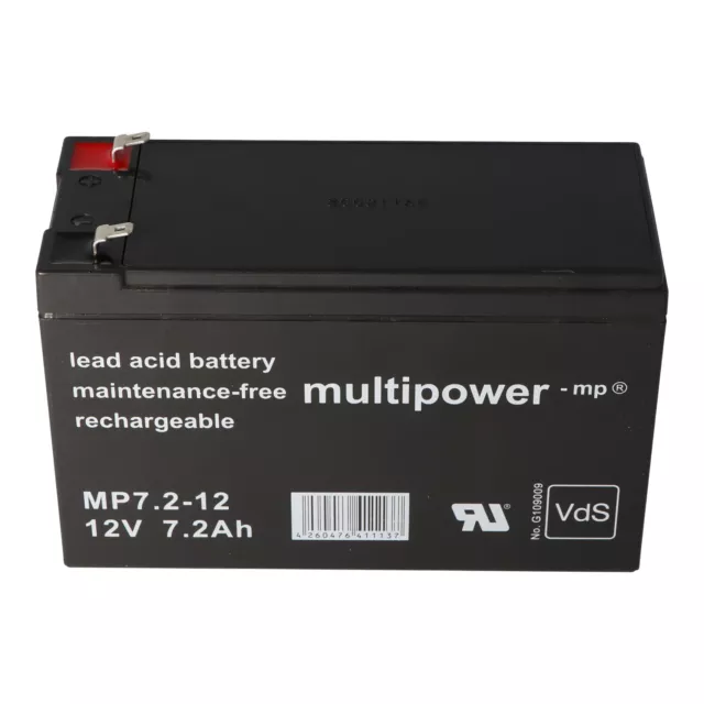 Batteria Multipower MP7.2-12 PB 12 Volt 7,2Ah 4,8mm, con omologazione VDS