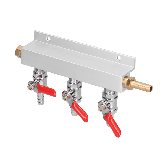 3 Way Gas Splitter CO2 Gas Distribution Manifold With 5/16 Inch Beer
