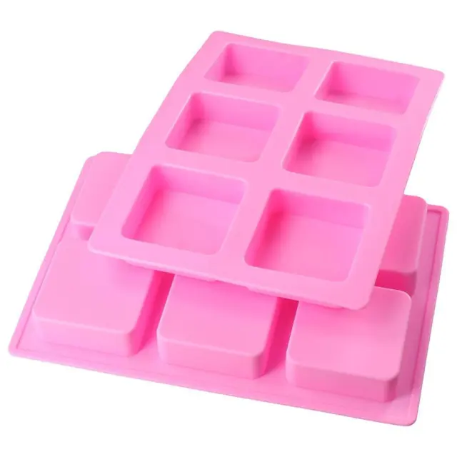 2pcs pink 6 Grid Square Silicone Molds soap cutter 24*16.5cm Silicone soap  molds silicone shapes square soap molds Soap mould