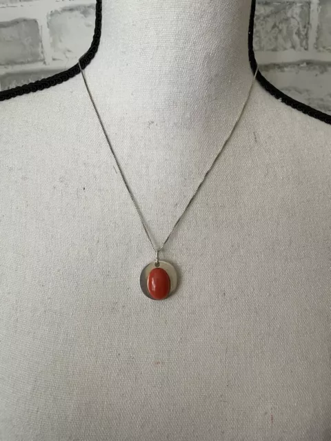 Judith jack  Sterling Silver  Pendant  orange stone  Necklace 925