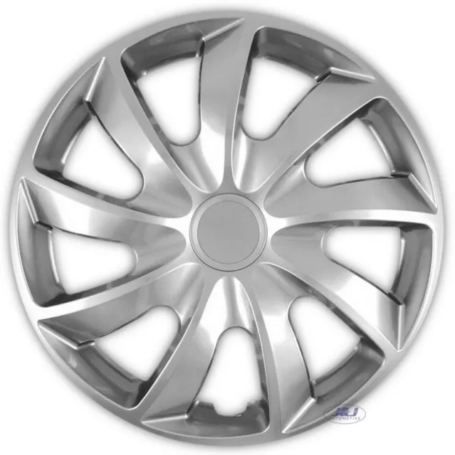 4 pcs SET 14" WHEEL TRIMS COVERS  SILVER HUB CAPS 14 INCH QUAD