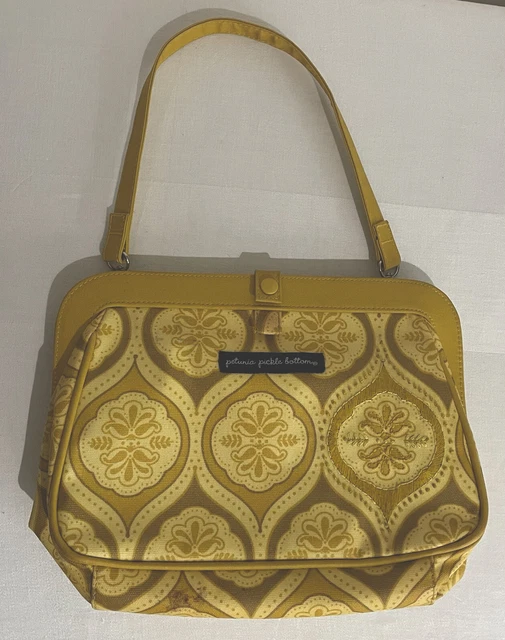 Petunia Pickle Bottom Diaper Bag Mustard Yellow Retro Pattern CARRIED ONCE