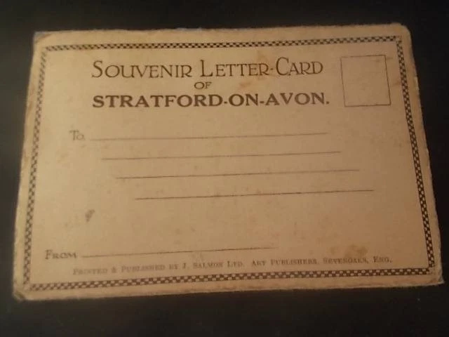 9 B/W Views Vintage Real Photos Souvenir Foldout letter card STRATFORD ON AVON