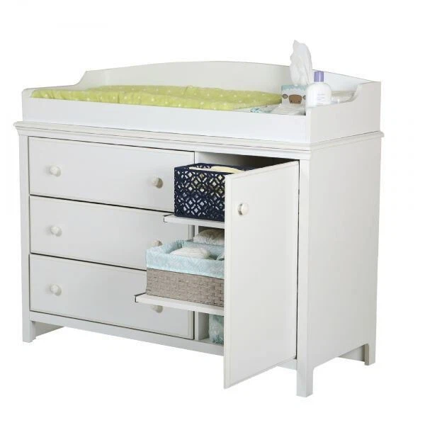 South Shore Changing Table 3-Drawer Versatile Smooth Glides Removable Pure White