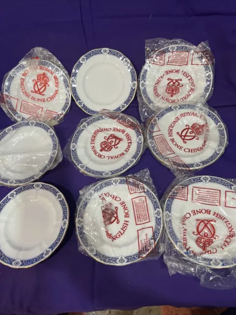 Royal Crown Derby Bone China Milldale Cake Plate 6 1/4” A. 1326 Set Of 9 New!