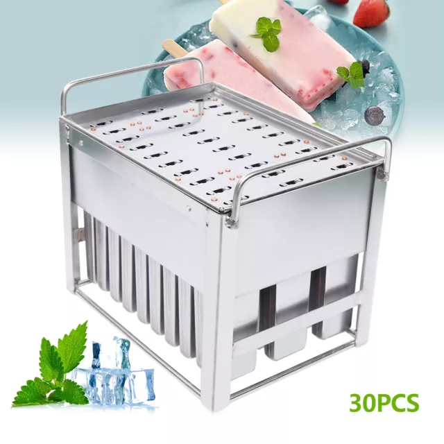 Commercial 30pcs Stainless Steel Popsicle Molds Stick Holder Ice Cream Mold