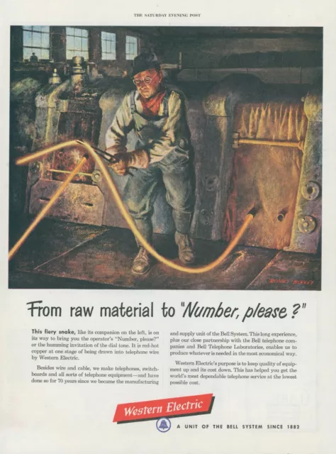 1952 Western Electric Red Hot Copper Robert Benney Artist Bell Print Ad SP10