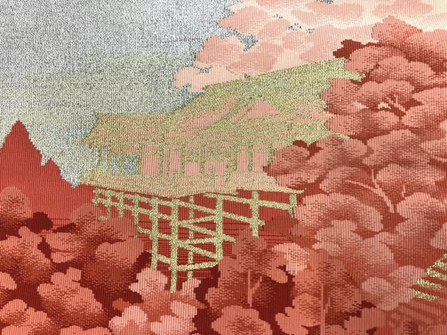 6525205: Japanese Kimono / Antique Nagoya Obi / Woven Kiyomizu Temple