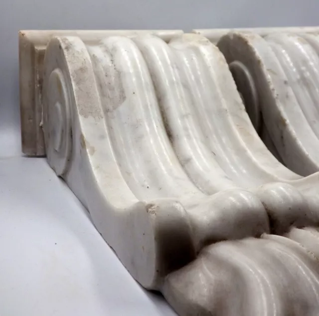 ANTIQUE 19th Century Pair of Decorative Carrara Marble CORBELS WALL BRACKETS