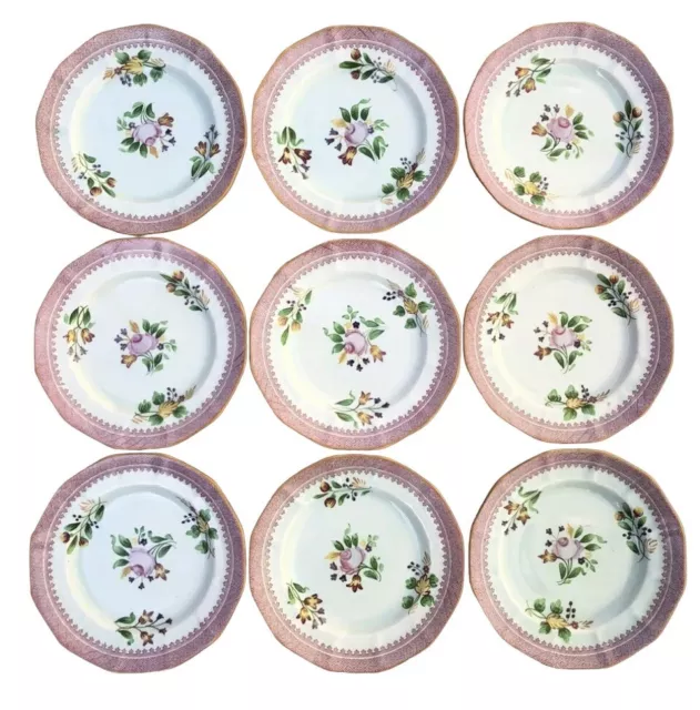 Lot Of 9 Adams Calyx Ware Hand Painted 6” Bread & Butter Dessert Plates England