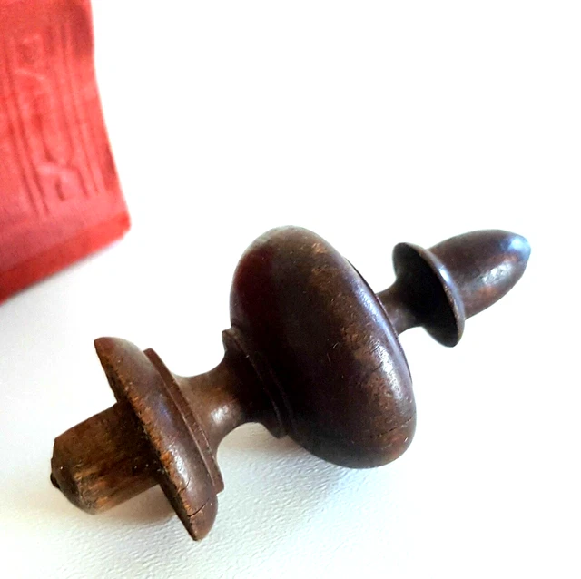Antique turned wood post finial Salvaged architectural reclaim Bed Clock 2.17"