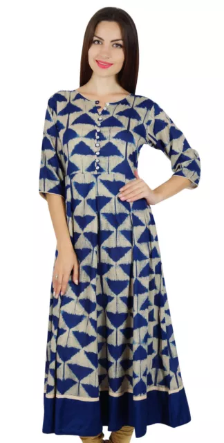 Bimba Womens Designer Long Anarkali Kurta Kurti 3/4 Sleeves Classic-xfb