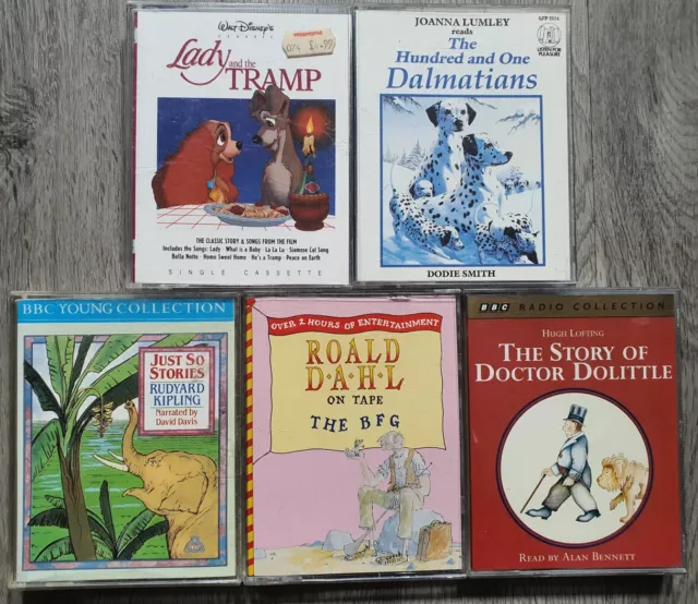 5 x Audio Book Cassette Bundle / Job Lot - Disney;  Roald Dahl;  Rudyard Kipling