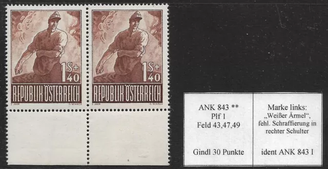 Österreich 1947: ANK 843 I, Kriegsgefangene, Gindl, ANK (15.-) im Paar