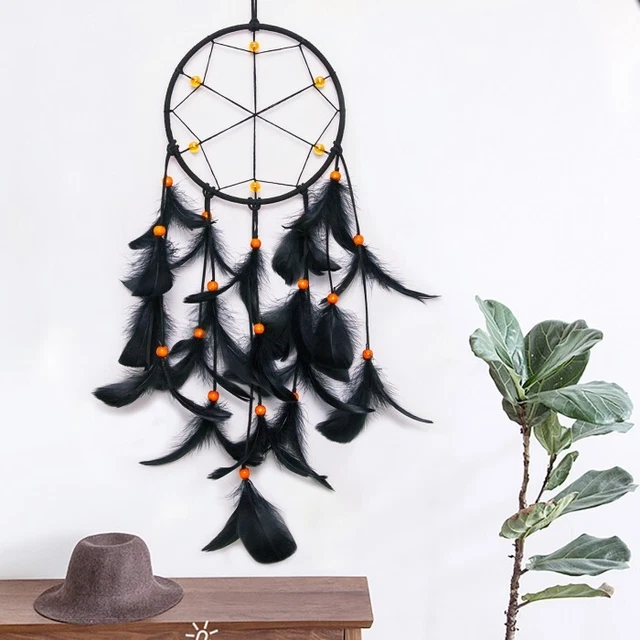 Halloween Gift Black Feather Dreamcatcher Charm Wind Chime Pendant