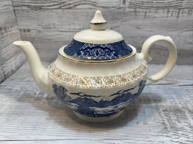 Vintage Royal Tudor Chinese Gardens Oval Teapot Good Overall Cond