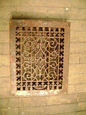 Ornate Antique Cast Iron Victorian Scroll Wall Register Warm Air Vent