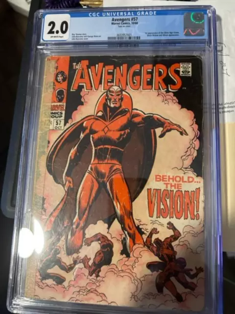 Avengers #57 CGC 2.0 Good- 1st Appearance of Vision. 1968 Marvel Comics